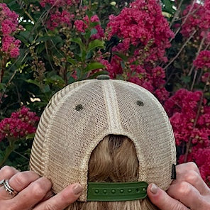 Hat - Ladies Legacy Trucker Hat; Khaki/Turquoise