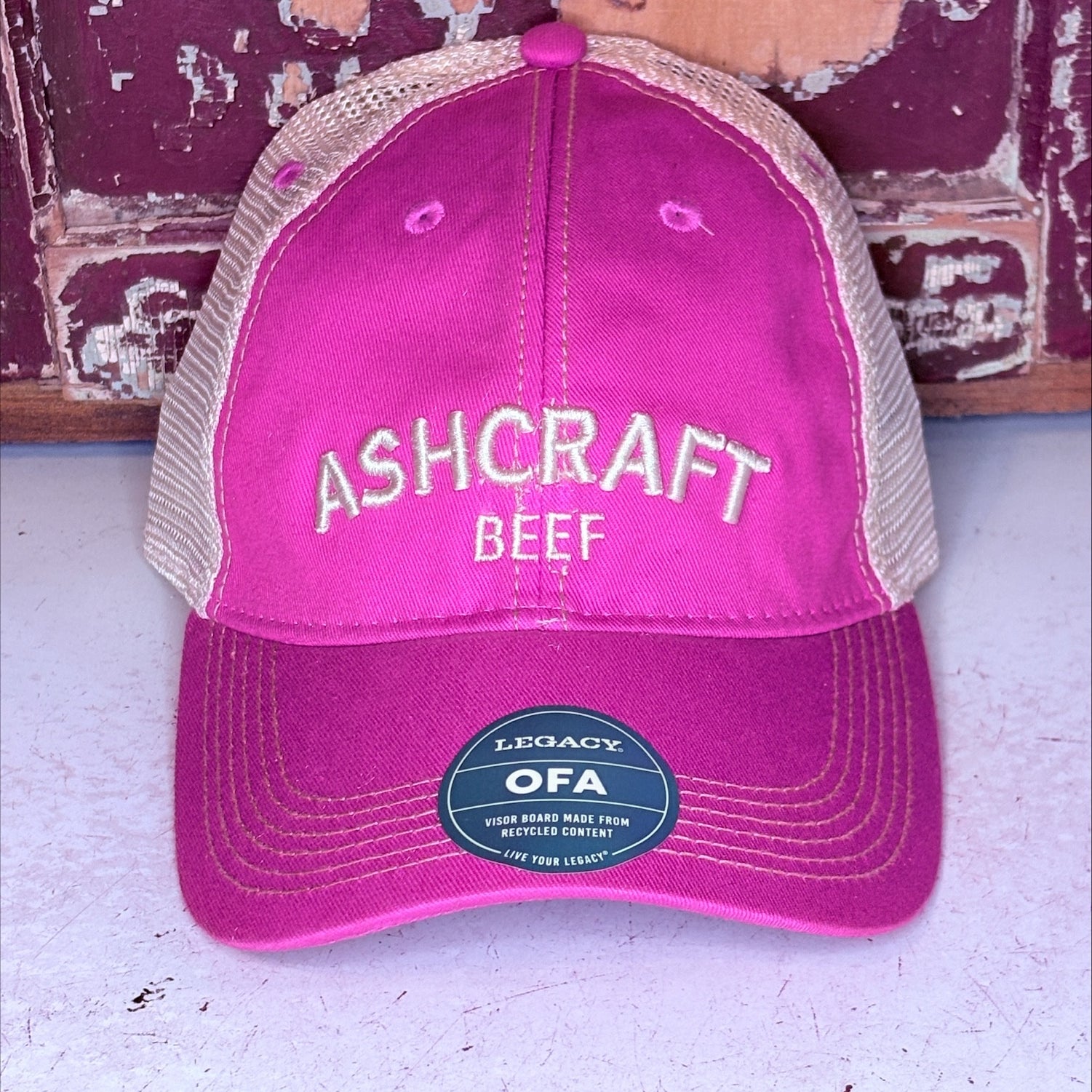 Hat - Ladies Legacy Trucker Hat; Khaki/Pink